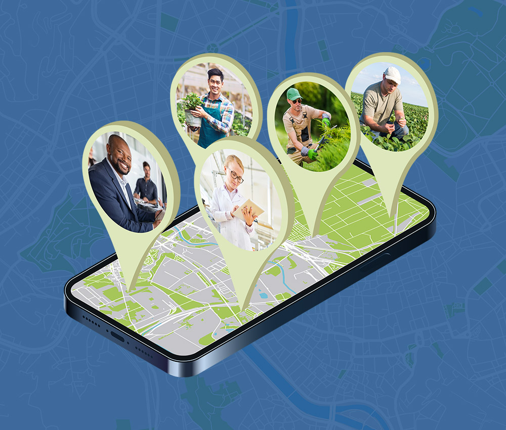 mobile phone with location markers
